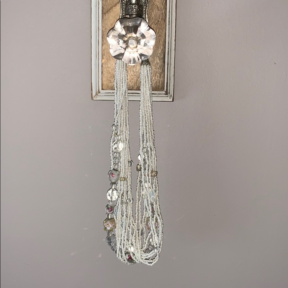 White Beaded Funky Necklace - Picture 2 of 5